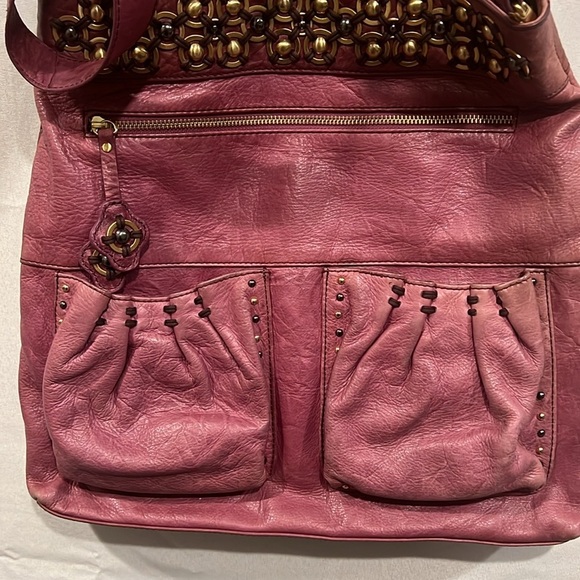 Isabella Fiore Burgundy Tote with Brass Accents - Picture 7 of 16